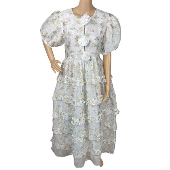 Floral White Midi Dress - Picture 6 of 14